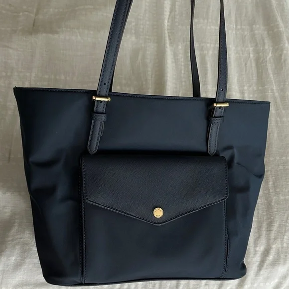 Michael Kors Navy Tote Bag with Gold Accents - Picture 1 of 7